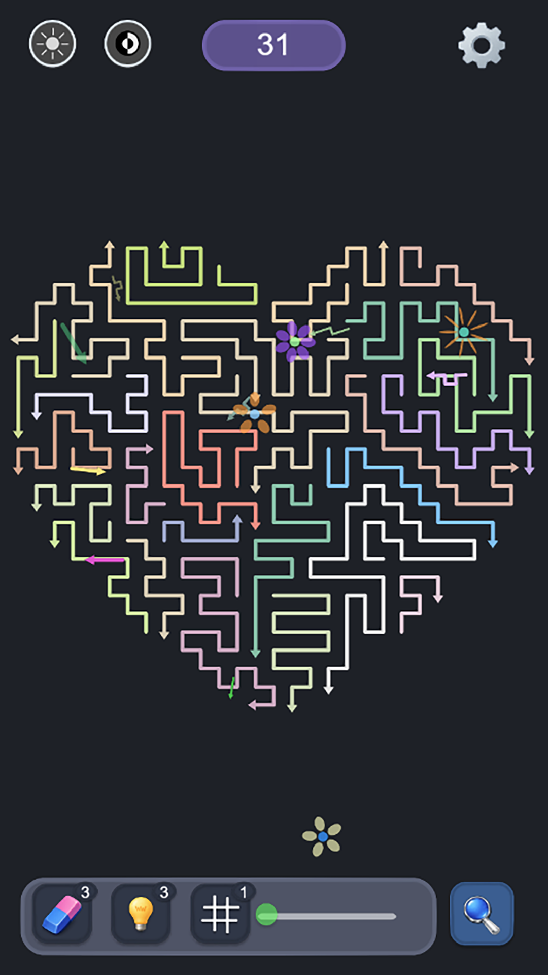 Arrow Puzzle Go heart-shaped arrow board